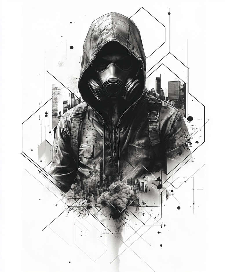 geometric-mask – tattoo design ideas free ai generated – neotraditional-soft-shadows – for-chest – Gallery: masks-inkby-ai