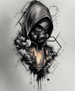 mask-in-motion – tattoo design ideas free ai generated – realism-moist-effect – for-triceps – Gallery: masks-inkby-ai