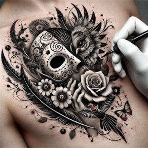 protection-symbol-mask – tattoo design ideas free ai generated – realism-lifelike-eyes – for-fingers – Gallery: masks-inkby-ai