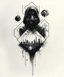 shaded-mask – tattoo design ideas free ai generated – realism-precise-gradient – for-forearm – Gallery: masks-inkby-ai