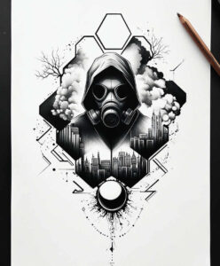 symbolic-meaning-mask – tattoo design ideas free ai generated – realism-moist-gloss – for-back-shoulder – Gallery: masks-inkby-ai