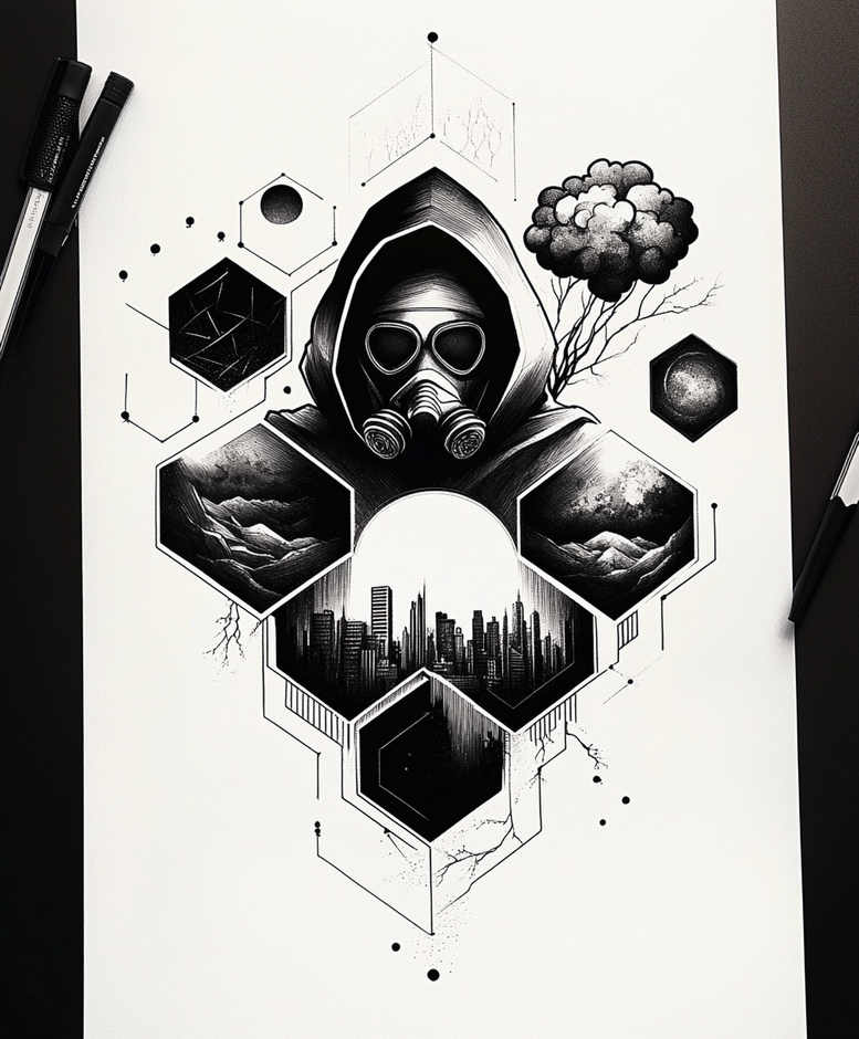 masks tattoo design ideas Surrealism abstract cultural for abdomen
