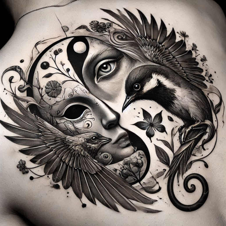 masks tattoo design ideas Realism realistic wrinkles detailed motifs for lower back