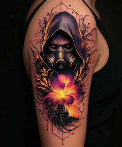 masks tattoo design ideas Surrealism imperfect symmetry expressive perseverance and power