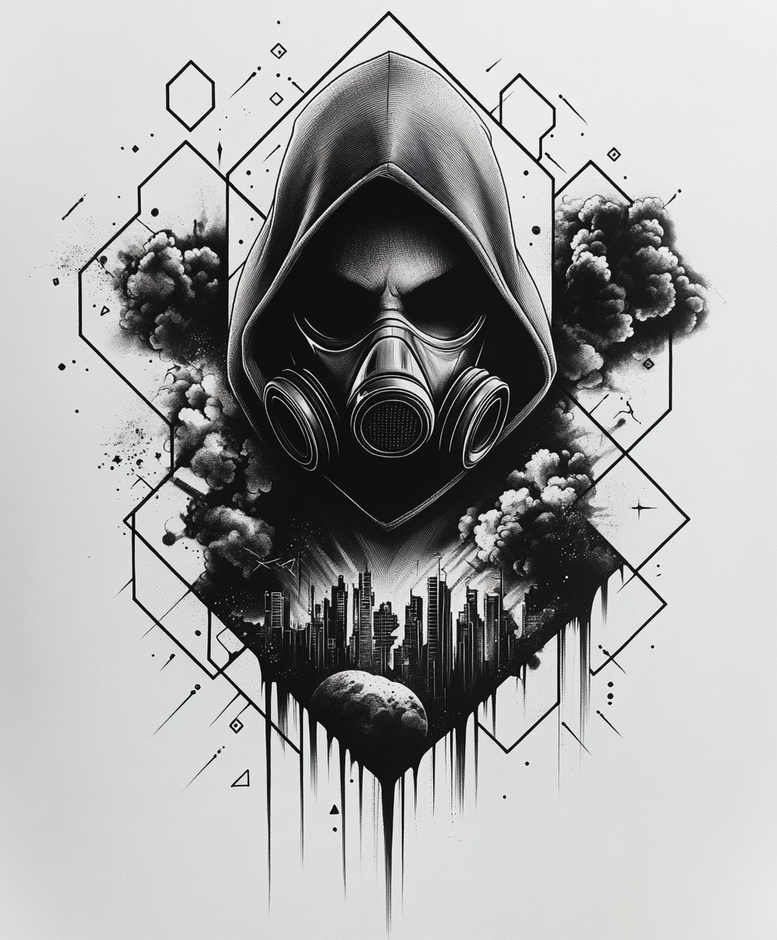 masks tattoo design ideas Surrealism psychedelic ornamental for stomach