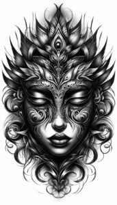 masks tattoo design ideas contoured forms textured stands for endurance