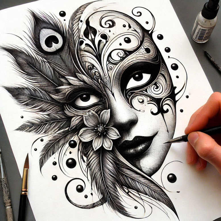 masks tattoo design ideas glowing tribal art courage and power