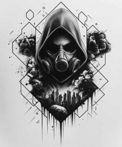tribal-style-mask – tattoo design ideas free ai generated – neotraditional-modern-classic – for-ankle – Gallery: masks-inkby-ai