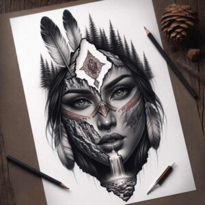 native-tribal-tattoo-surrealism-enigmatic-for-hip – tattoo design ideas free ai generated – Gallery: native-american-women-inkby-ai