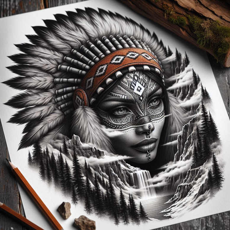 native-peace-symbol-tattoo-surrealism-fragmentation-for-elbow – tattoo design ideas free ai generated – Gallery: native-american-women-inkby-ai