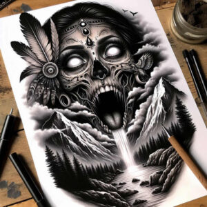 native-american-tattoo-surrealism-psychic-energy-for-upper-shoulder – tattoo design ideas free ai generated – Gallery: native-american-women-inkby-ai