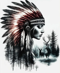 native-american-women tattoo design ideas bold texture cultural pride symbolising endurance