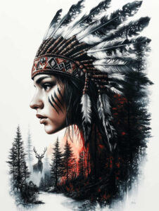 native-american-women tattoo design ideas phantasmagoric detailed hair for fingers