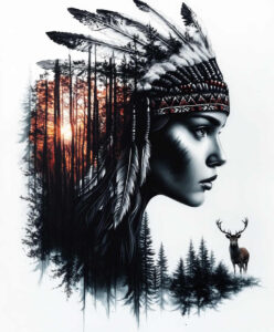 native-american-women tattoo design ideas Realism photo-like tattoo feminine represents strength