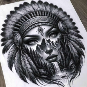 native-american-women tattoo design ideas cinematic feminine stands for courage