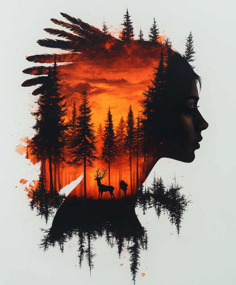 native-american-women tattoo design ideas Realism natural tones fierce for heel