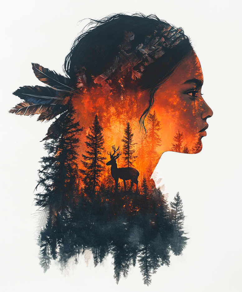 native-american-women tattoo design ideas Surrealism phantom graceful for side