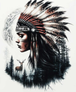 native-american-women tattoo design ideas intricate shading natural for behind ear