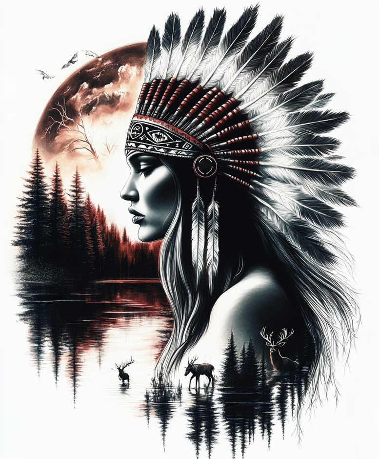 native-american-women tattoo design ideas decorative detail naturalistic stands for endurance