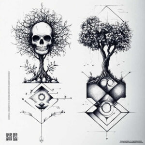 geometric-fractals – tattoo design ideas free ai generated – intricate-web – for-temple – Gallery: nature-and-geometry-inkby-ai