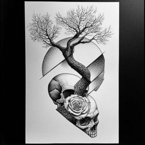 nature-and-contours – tattoo design ideas free ai generated – ornate-circle – for-behind-ear – Gallery: nature-and-geometry-inkby-ai