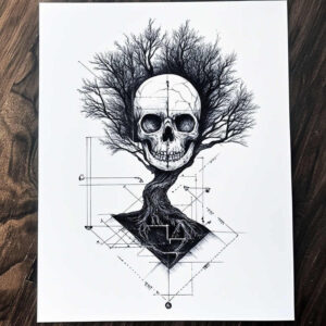 nature-and-geometry tattoo design ideas clean contrast radial symmetry embodying strength