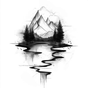 natural-scenery-tattoo – tattoo design ideas free ai generated – neotraditional-intricate-shading – for-upper-thigh – Gallery: nature-inkby-ai