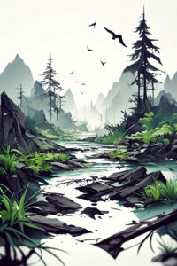 nature-motion-tattoo – tattoo design ideas free ai generated – neotraditional-clean-fill – for-calf – Gallery: nature-inkby-ai