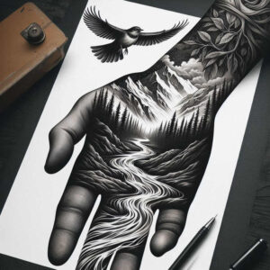 nature tattoo design ideas Realism realistic proportions vibrant for calf