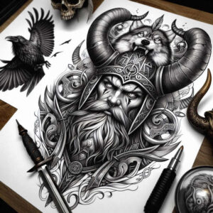 odin-symbol-tattoo-ominous-realism-skin-realism – tattoo design ideas free ai generated – Gallery: odin-inkby-ai