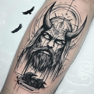 god-of-wisdom-tattoo-chained-neotraditional-subtle-tone – tattoo design ideas free ai generated – Gallery: odin-inkby-ai
