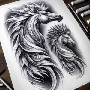 animals-in-art – tattoo design ideas free ai generated – surrealism-ethereal-textures – for-wrist-side – Gallery: other-animals-inkby-ai