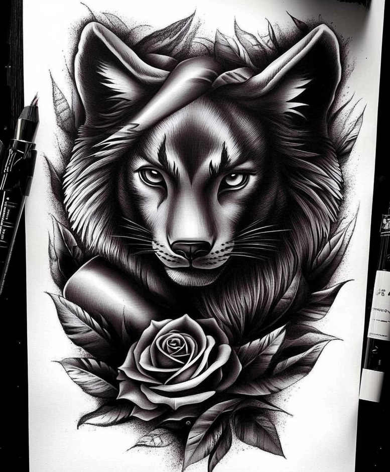 reptiles – tattoo design ideas free ai generated – neotraditional-clean-fill – for-shin – Gallery: other-animals-inkby-ai