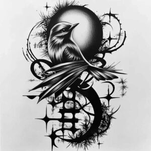 delicate-bird-tattoo – tattoo design ideas free ai generated – surrealism-otherworldly – for-upper-shoulder – Gallery: other-birds-inkby-ai