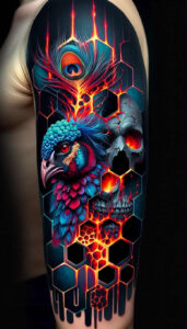 energy-bird-tattoo – tattoo design ideas free ai generated – realism-inner-glow – for-arm – Gallery: other-birds-inkby-ai