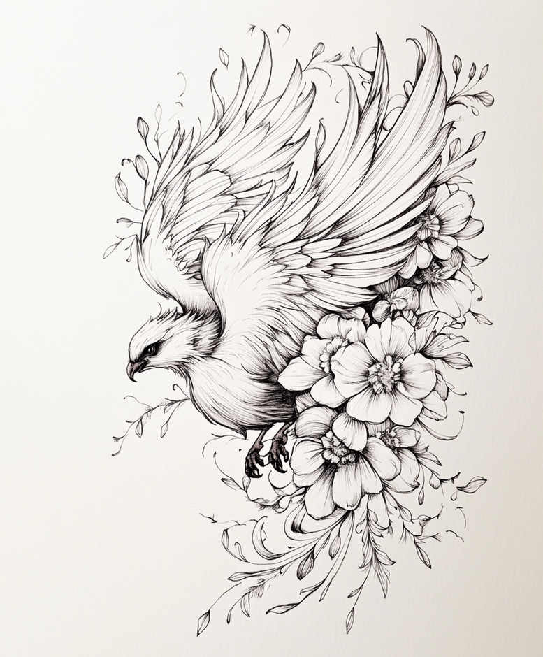 fine-line-bird-tattoo – tattoo design ideas free ai generated – realism-naturalistic – for-biceps – Gallery: other-birds-inkby-ai