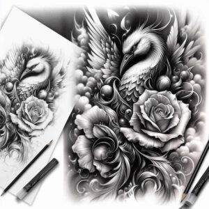symbolic-bird-tattoo – tattoo design ideas free ai generated – realism-photographic-quality – for-inner-arm – Gallery: other-birds-inkby-ai