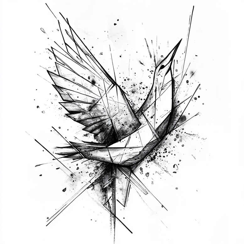 other-birds tattoo design ideas Surrealism floating elements detailed anatomy for back of neck
