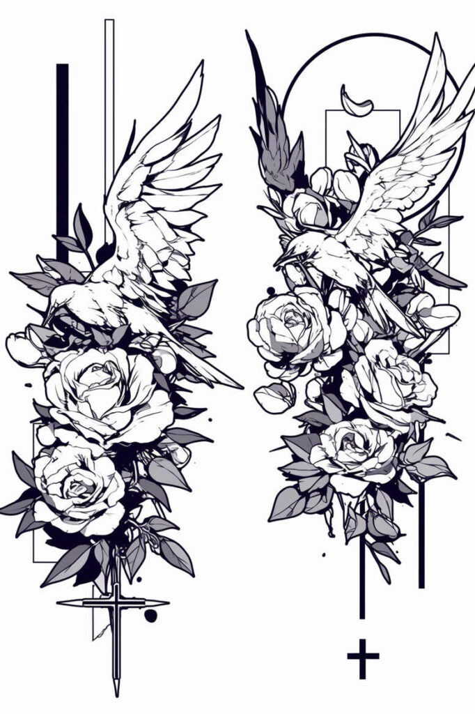 other-birds tattoo design ideas Realism light play graceful for back