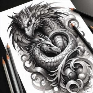 dark-abstraction-tattoo – tattoo design ideas free ai generated – surrealism-dynamic-shapes – for-collarbone – Gallery: other-dark-inkby-ai