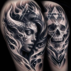 dark-animal-tattoo – tattoo design ideas free ai generated – realism-natural-blush – for-lower-leg – Gallery: other-dark-inkby-ai