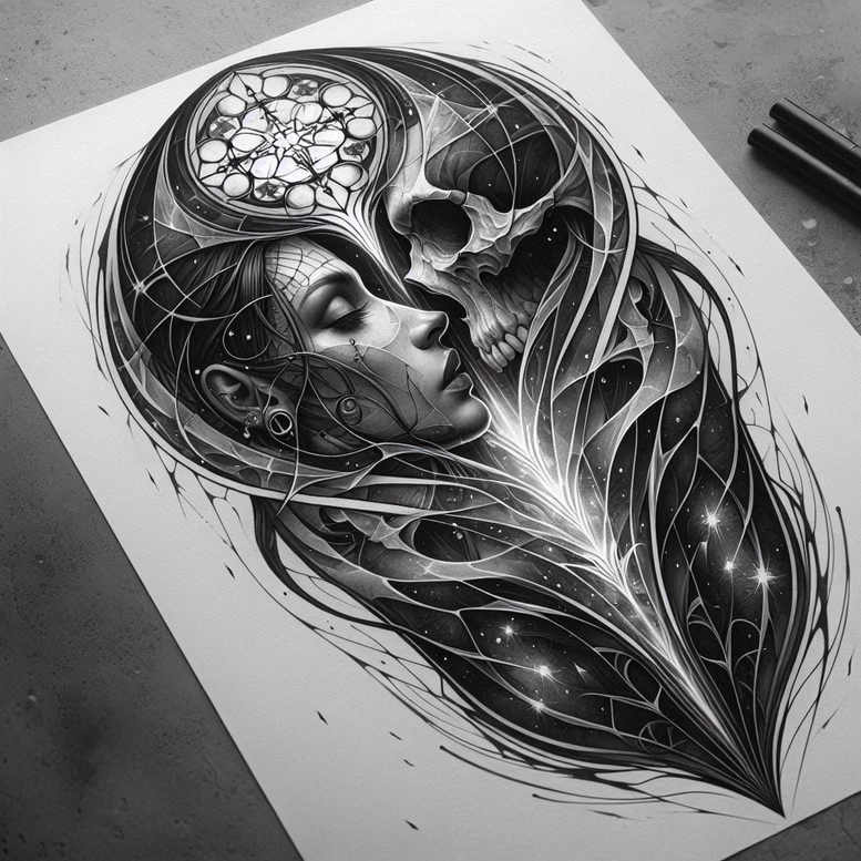 dark-art-tattoo – tattoo design ideas free ai generated – neotraditional-clean-fill – for-back-shoulder – Gallery: other-dark-inkby-ai