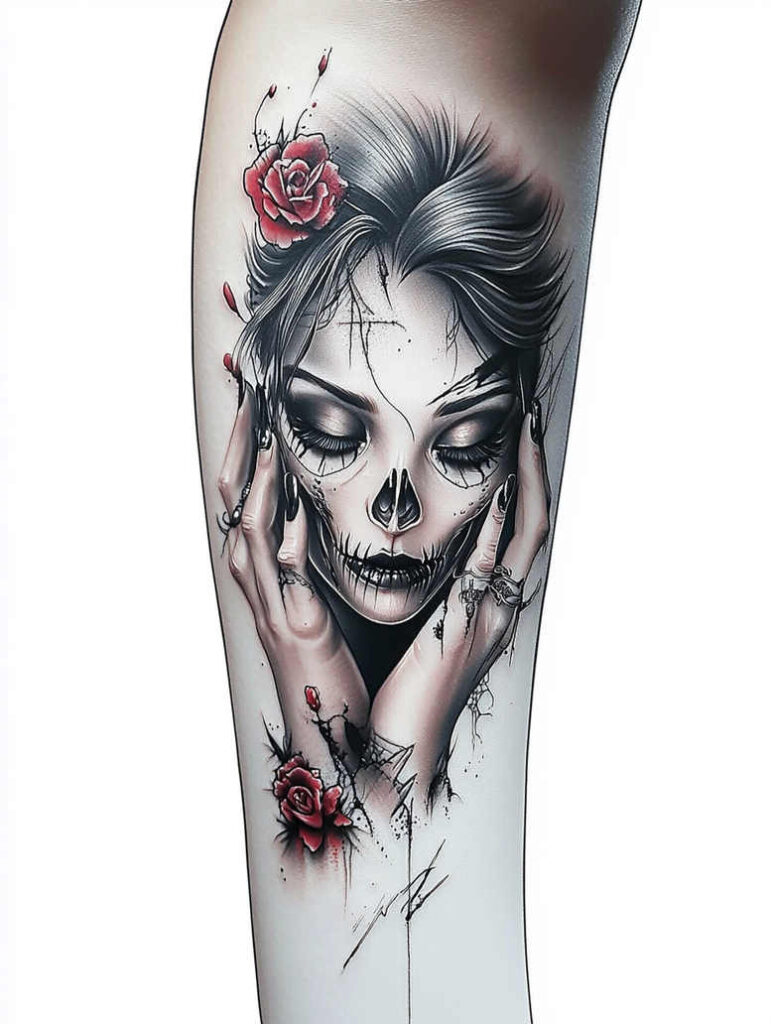 dark-background-tattoo – tattoo design ideas free ai generated – realism-photorealistic-drawing – for-sternum – Gallery: other-dark-inkby-ai