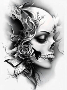 dark-color-tattoo – tattoo design ideas free ai generated – neotraditional-rich-shading – for-lower-chest – Gallery: other-dark-inkby-ai