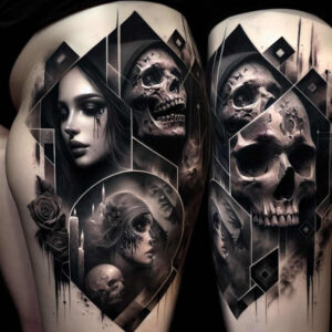 dark-color-tattoo – tattoo design ideas free ai generated – surrealism-fantastical-elements – for-ankle – Gallery: other-dark-inkby-ai