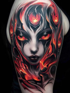 dark-contour-tattoo – tattoo design ideas free ai generated – neotraditional-detailed-textures – for-arm – Gallery: other-dark-inkby-ai