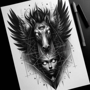 dark-dream-tattoo – tattoo design ideas free ai generated – realism-natural-finish – for-upper-back – Gallery: other-dark-inkby-ai