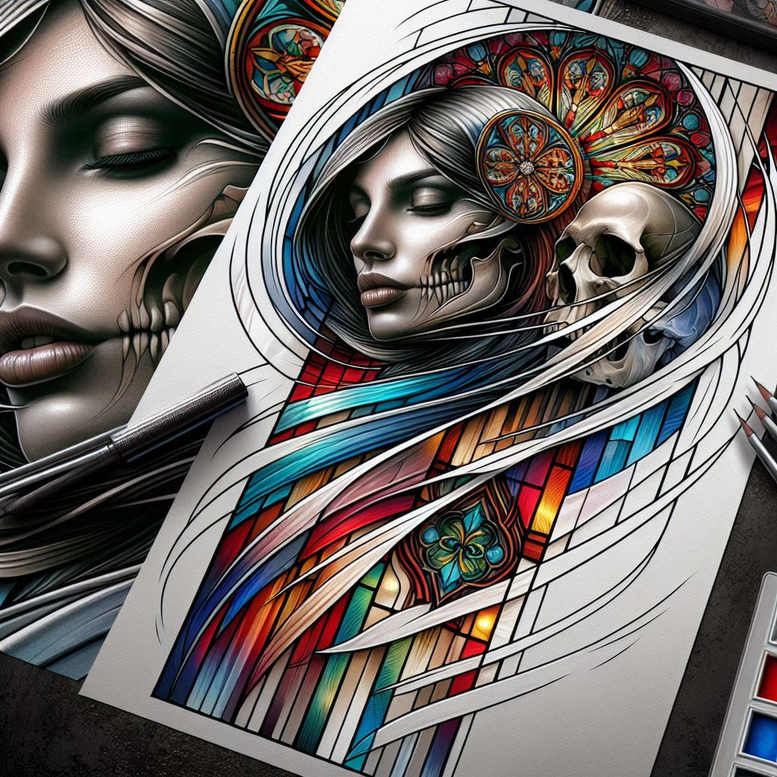 dark-dream-tattoo – tattoo design ideas free ai generated – surrealism-unreal-light – for-behind-ear – Gallery: other-dark-inkby-ai