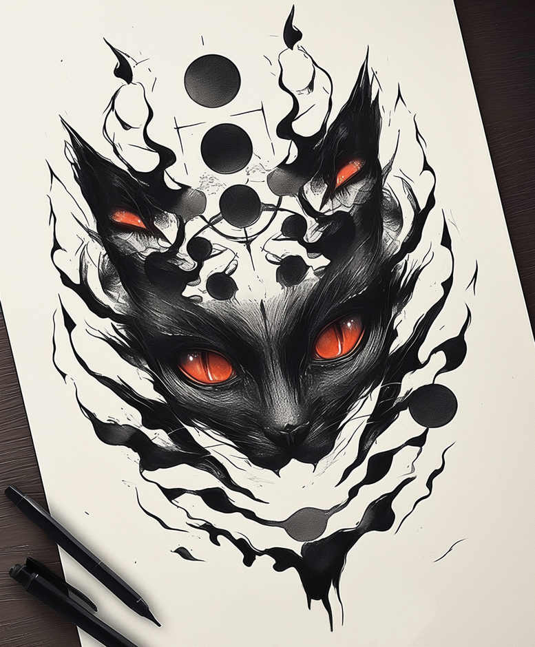 dark-element-tattoo – tattoo design ideas free ai generated – realism-dimensional-ink – for-lower-leg – Gallery: other-dark-inkby-ai