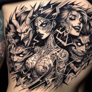 dark-element-tattoo – tattoo design ideas free ai generated – realism-living-skin – for-ribs – Gallery: other-dark-inkby-ai